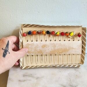 12 Vintage German Glass Fruit Shaped Cocktail Pick‎ Set for Appetizers or Drinks